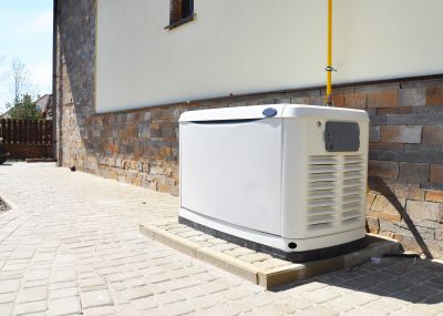 Residential Backup Generator in a Driveway